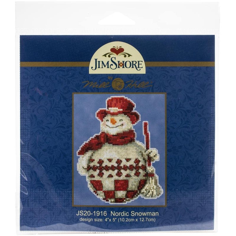 Mill Hill Nordic Snowman Counted Cross Stitch Ornament Kit Mill Hill 2019 Jim Shore JS201916 - Image 2